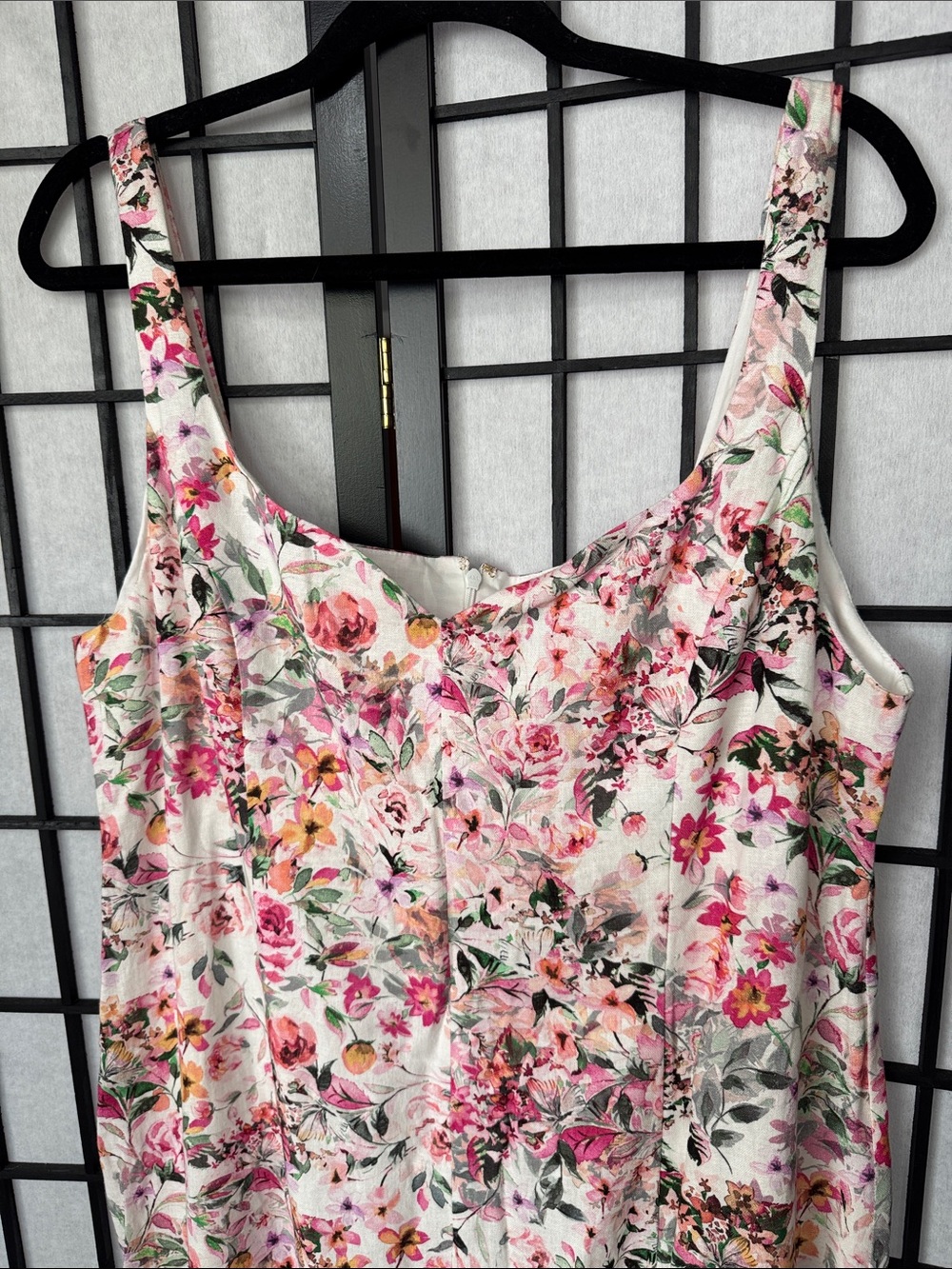 NWT Generation Love Eugenia Floral Linen Pink Split-Front Midi Dress XL - Picture 11 of 16